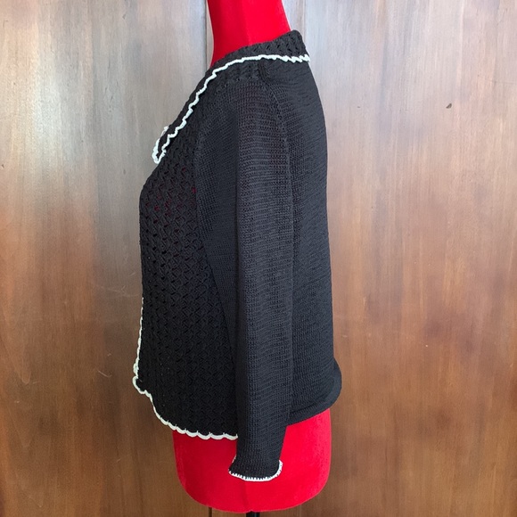 Retro Black and White Crocheted Sweater S/M - Picture 6 of 10